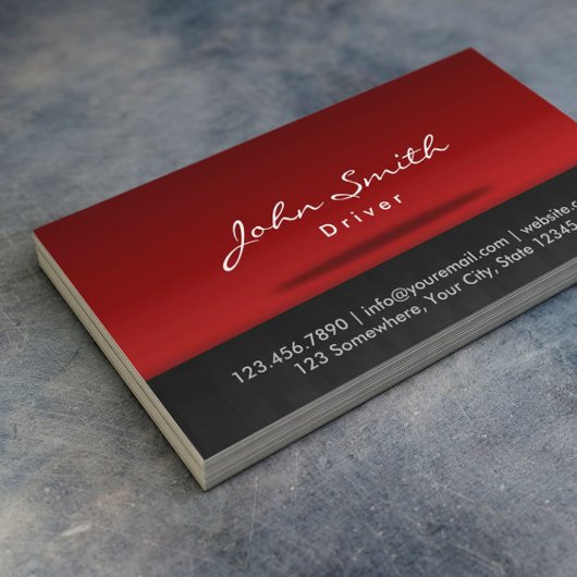 Stijlvol rood werkgebied voor drivers visitekaartje