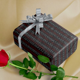 Stijlvol rood wit één lijn harten patroon cadeaupapier