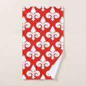 Stijlvol rood-wit Fleur de Lis patroon Bad Handdoek (Handdoek)