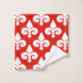 Stijlvol rood-wit Fleur de Lis patroon Bad Handdoek (Wasdoekje)