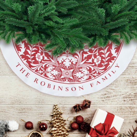  Stijlvol Rood Wit Kerst Bloemenpatroon Kerstboom Rok