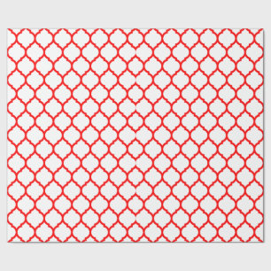 Stijlvol rood wit Marokkaans vierlobbig patroon Cadeaupapier