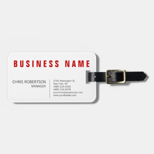 Stijlvol rood wit modern minimalistisch bagagelabel (Voorkant horizontaal)