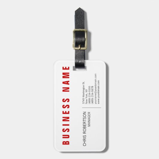 Stijlvol rood wit modern minimalistisch bagagelabel (Voorkant verticaal)
