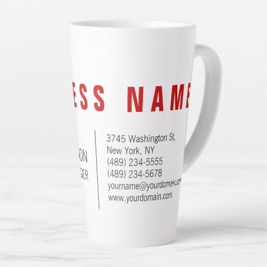 Stijlvol rood wit modern minimalistisch latte mok (Rechterhoek)