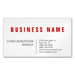 Stijlvol rood wit modern minimalistisch magnetisch visitekaartje