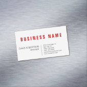 Stijlvol rood wit modern minimalistisch magnetisch visitekaartje (Voorbeeld)