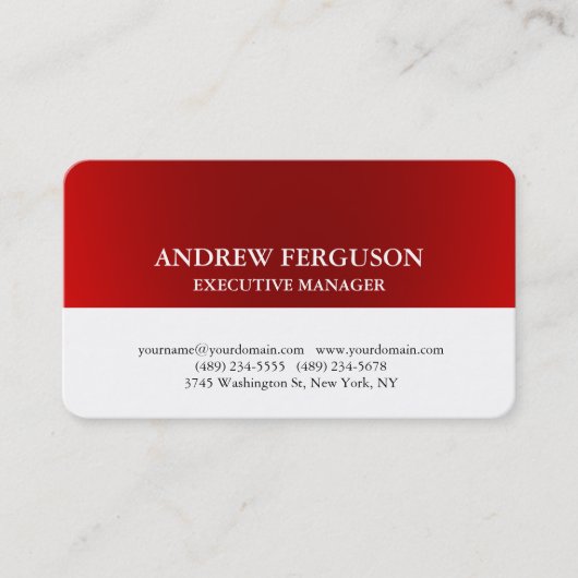 Stijlvol rood wit, uniek, modern, professioneel visitekaartje (Voorkant)