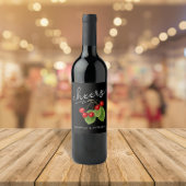 Stijlvol Rood Zwart Cheers Kersen Modern Script Wijn Etiket
