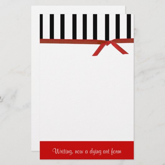 Stijlvol rood, zwart en wit, persoonlijk verhaal briefpapier (Voorkant / Achterkant)