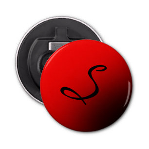 Stijlvol rood zwart monogram Initiaal Professional Button Flesopener