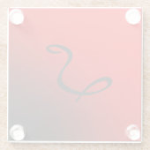 Stijlvol rood zwart monogram Initiaal Professional Glazen Onderzetter (Achterkant)