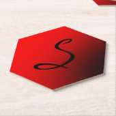 Stijlvol rood zwart monogram Initiaal Professional Kartonnen Onderzetters (Schuin)