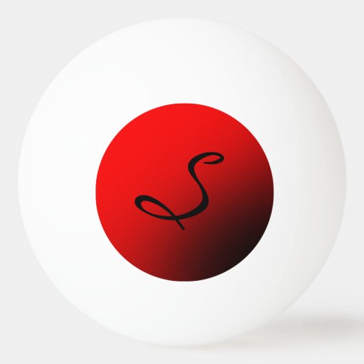 Stijlvol rood zwart monogram Initiaal Professional Pingpongbal (Voorkant)