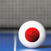 Stijlvol rood zwart monogram Initiaal Professional Pingpongbal (Net)