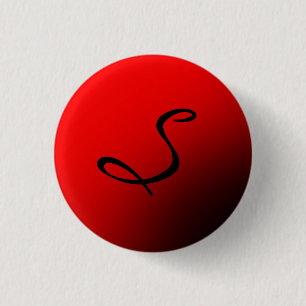 Stijlvol rood zwart monogram Initiaal Professional Ronde Button 3,2 Cm