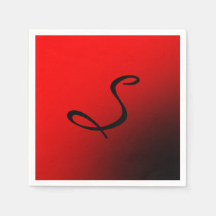 Stijlvol rood zwart monogram Initiaal Professional Servet
