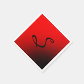 Stijlvol rood zwart monogram Initiaal Professional Servet (Hoek)