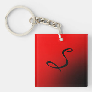 Stijlvol rood zwart monogram Initiaal Professional Sleutelhanger