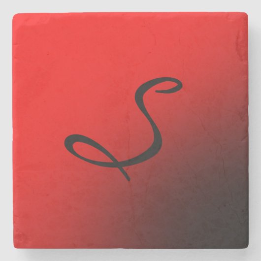 Stijlvol rood zwart monogram Initiaal Professional Stenen Onderzetter (Voorkant)