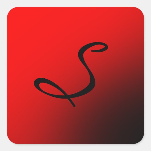 Stijlvol rood zwart monogram Initiaal Professional Vierkante Sticker (Voorkant)