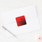 Stijlvol rood zwart monogram Initiaal Professional Vierkante Sticker (Envelop)