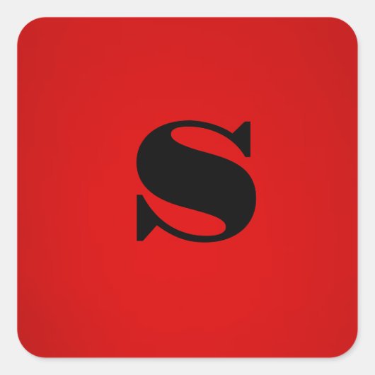 Stijlvol rood zwart monogram Initiaal Professional Vierkante Sticker (Voorkant)