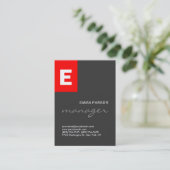 Stijlvol rood zwart monogram Professional Visitekaartje (Staand voorkant)