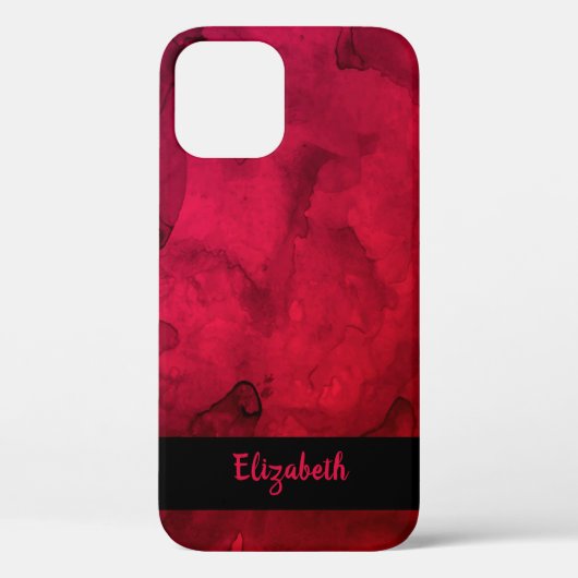 Stijlvol rood zwart Waterverf Patroon op maat Case-Mate iPhone Case (Achterkant)
