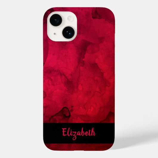 Stijlvol rood zwart Waterverf Patroon op maat Case-Mate iPhone Case (Achterkant)