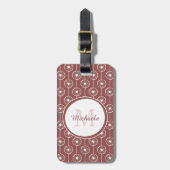 Stijlvol roodbruin maakt monogram en naam bagagelabel (Voorkant verticaal)