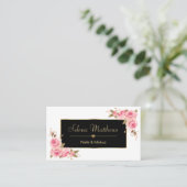  Stijlvol Roos Bleek Roze Floral Gold Heart Visitekaartje (Staand voorkant)