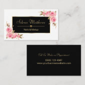  Stijlvol Roos Bleek Roze Floral Gold Heart Visitekaartje (Voorkant / Achterkant)
