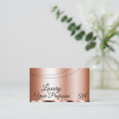 Stijlvol Roos Glamoureus met Initialen Modern Visitekaartje (Staand voorkant)