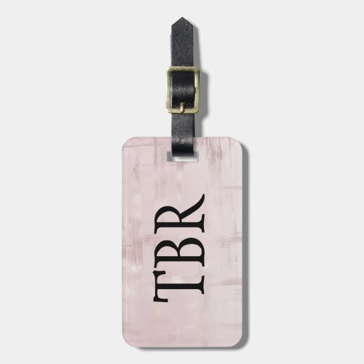 Stijlvol Roos Gold Abstract op roze monogram Bagagelabel (Voorkant verticaal)