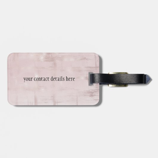 Stijlvol Roos Gold Abstract op roze monogram Bagagelabel (Achterkant horizontaal)