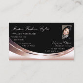 Stijlvol Roos Gold Black met Photo Sparkle Diamond Visitekaartje (Achterkant)