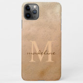 Stijlvol Roos Gold Botanical Offset Monogram iPhone Hoesje (Achterkant)