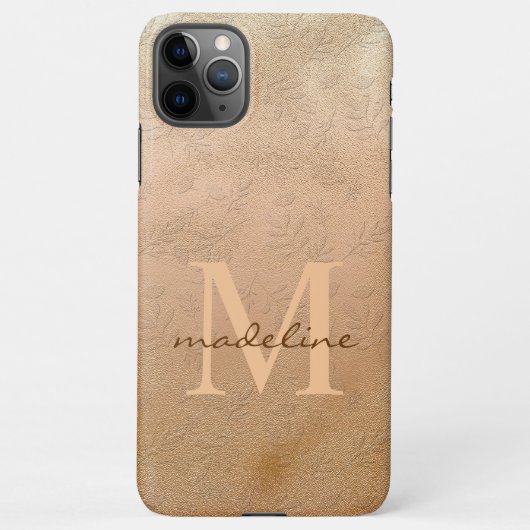 Stijlvol Roos Gold Botanical Offset Monogram iPhone Hoesje (Achterkant)