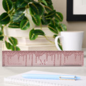 Stijlvol Roos Gold Driving Glitter Monogram Naambordje