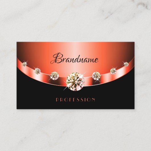 Stijlvol Roos Gold-effect op Black Jewels Diamonds Visitekaartje (Voorkant)