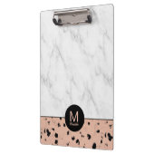 Stijlvol Roos Gold- en marmerpatroon met monogram Klembord (Links)