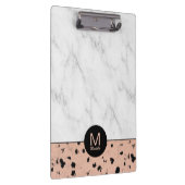 Stijlvol Roos Gold- en marmerpatroon met monogram Klembord (Rechts)