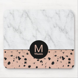 Stijlvol Roos Gold- en marmerpatroon met monogram Muismat