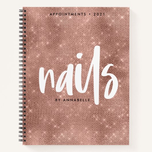 Stijlvol Roos Gold Faux Foil Nails Appointbook Notitieboek (Voorkant)