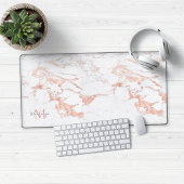 Stijlvol Roos Gold Foil marble Monogram Bureaumat