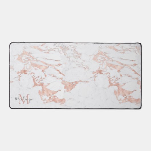 Stijlvol Roos Gold Foil marble Monogram Bureaumat (Voorkant)