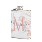 Stijlvol Roos Gold Foil marble Monogram Heupfles (Links)