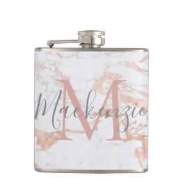Stijlvol Roos Gold Foil marble Monogram Heupfles