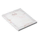 Stijlvol Roos Gold Foil marble Monogram Notitieblok (Schuin)
